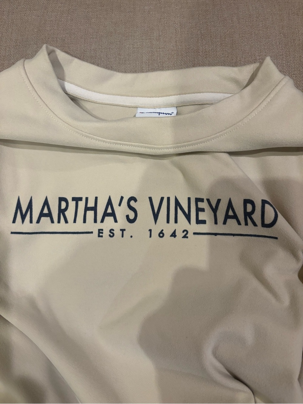 Champion Martha's Vineyard Crewneck Sweatshirt - Cream with Navy Print